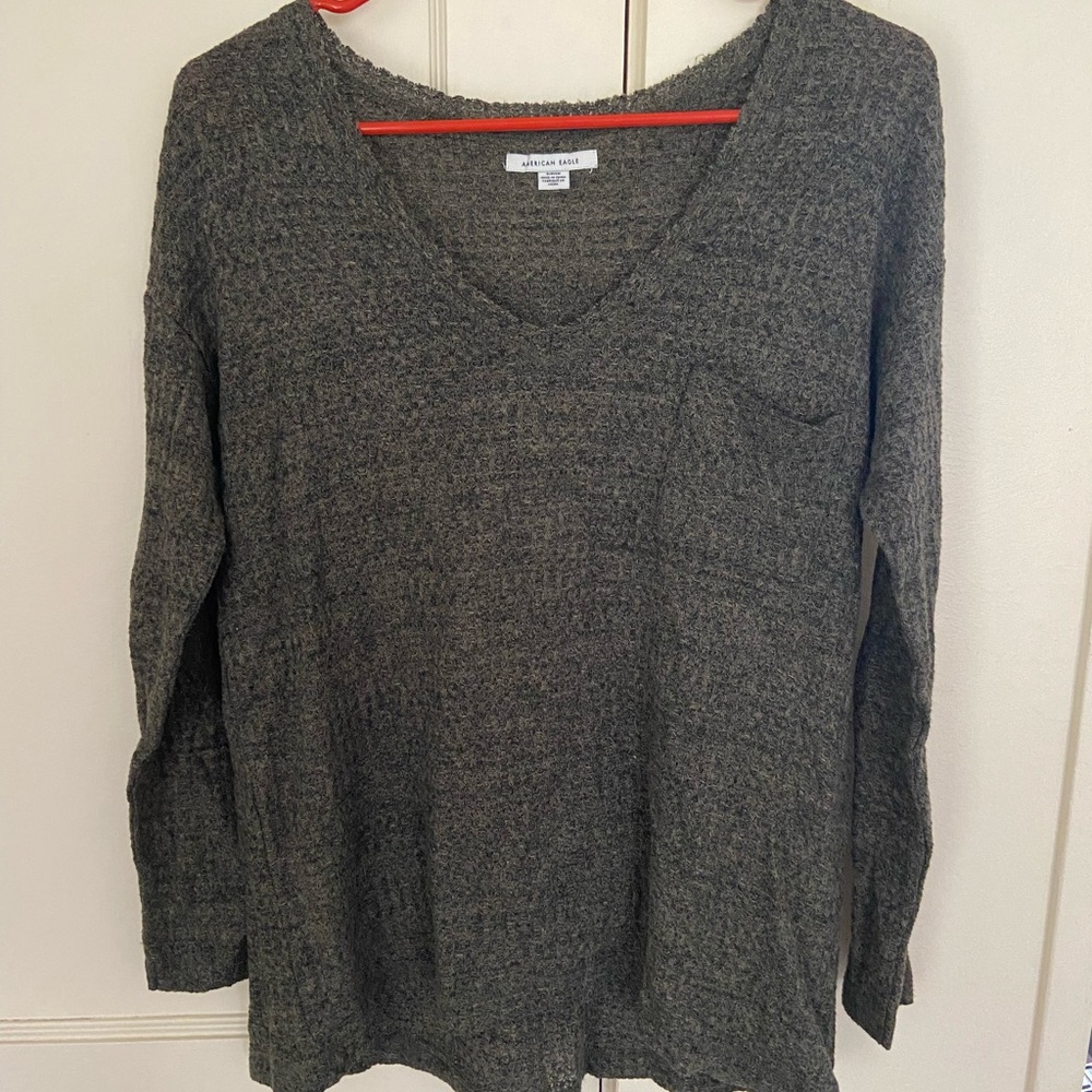 Navy Green AE V-Neck